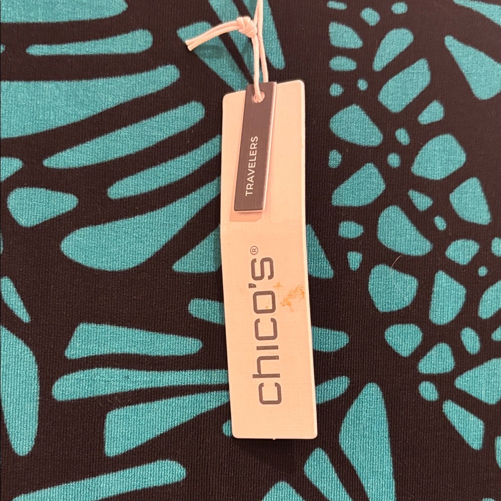 New Chico's Travelers Collection Teal and Black Maxi Dress - Picture 7 of 8